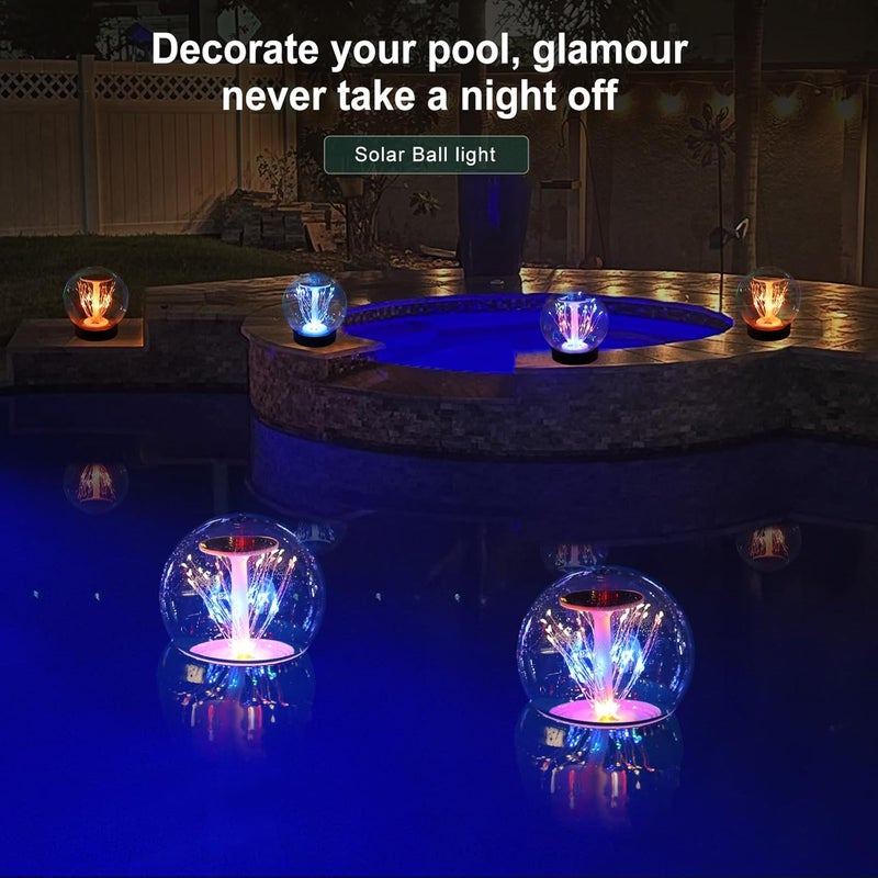LENONE Store Floating Pool Lights, Waterproof Fireworks Solar Pool Lights That Float, 7" Color Changing Led Solar Floating Light Balls for Pond Party Garden Decorations, Cool Outdoor Decor (Black, 1 PCS) - Image 4